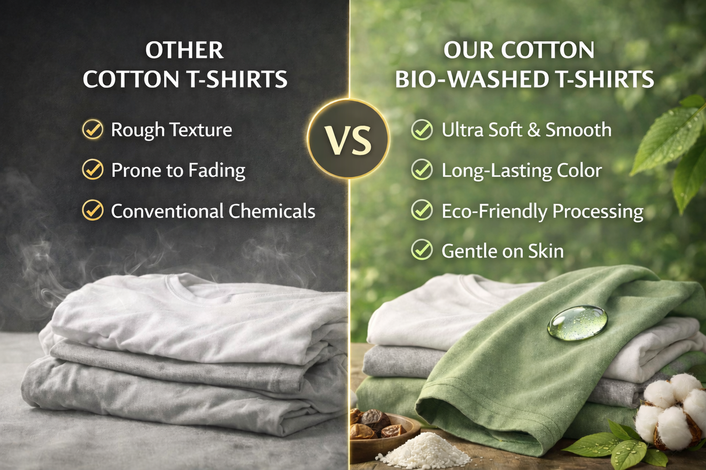 Men Solid Bio Washed Premium Cotton Lightweight & Breathable Regular Fit T-Shirt