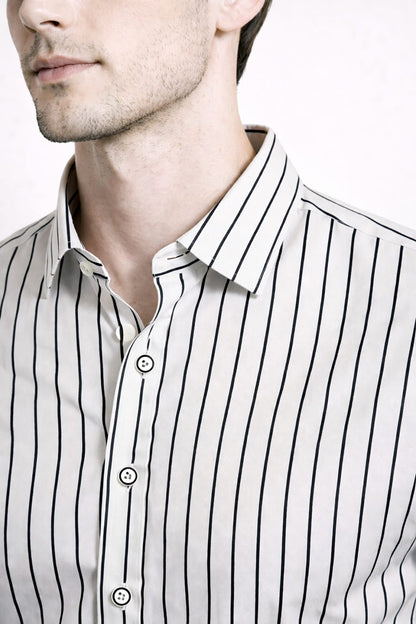 Classic Black & White Striped Men’s Shirt – Timeless Style + Everyday Comfort