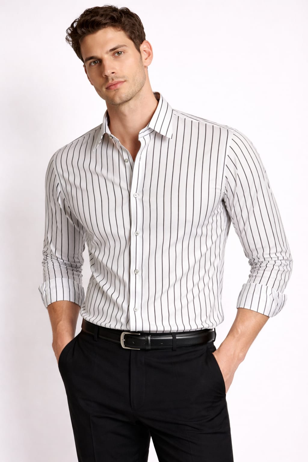 Classic Black & White Striped Men’s Shirt – Timeless Style + Everyday Comfort