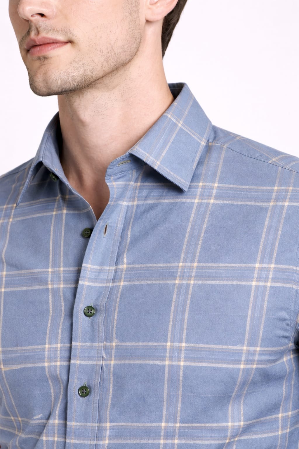 Men’s Blue Checkered Cotton Shirt