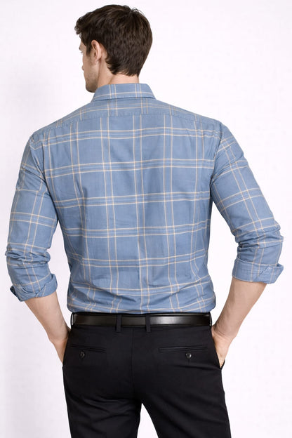 Men’s Blue Checkered Cotton Shirt