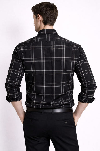 Men’s Black Checkered Cotton Shirt