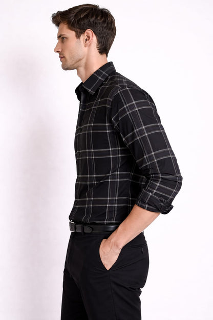 Men’s Black Checkered Cotton Shirt