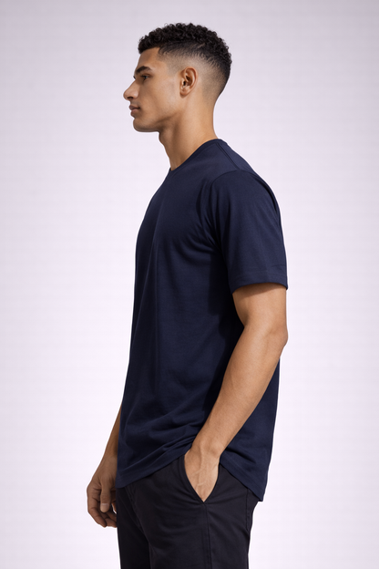 Men Solid Bio Washed Premium Cotton Lightweight & Breathable Regular Fit T-Shirt