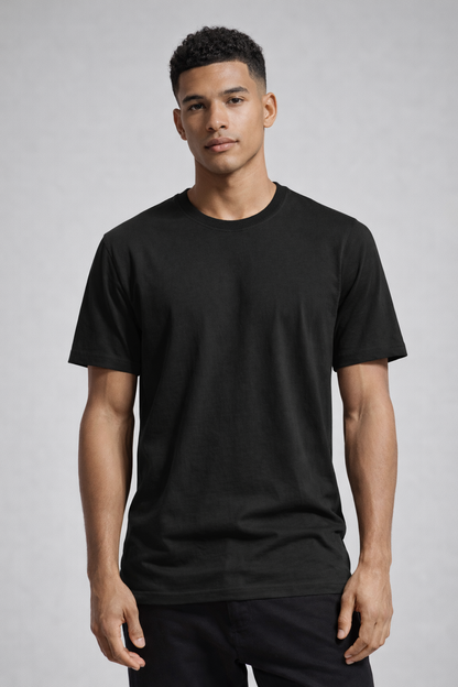 Men Solid Bio Washed Premium Cotton Lightweight & Breathable Regular Fit T-Shirt